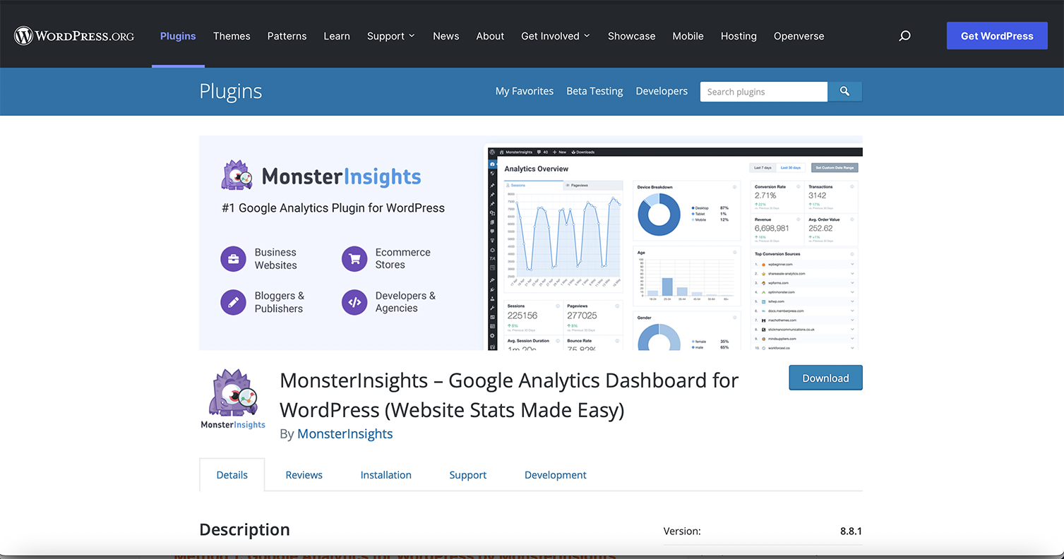 plug-in do MonsterInsights