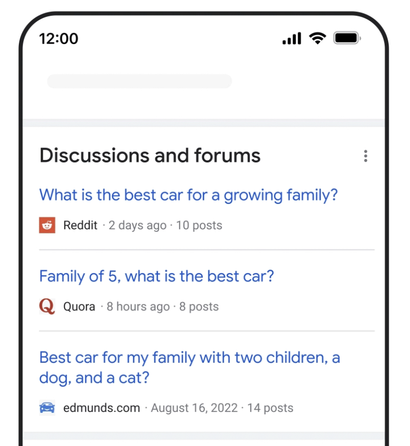 Google promotes Online Discussions & Forums in search results