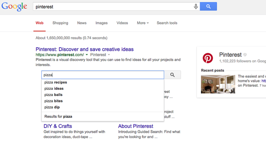 Screenshot of a Sitelinks Search Box example on the Google SERPs.