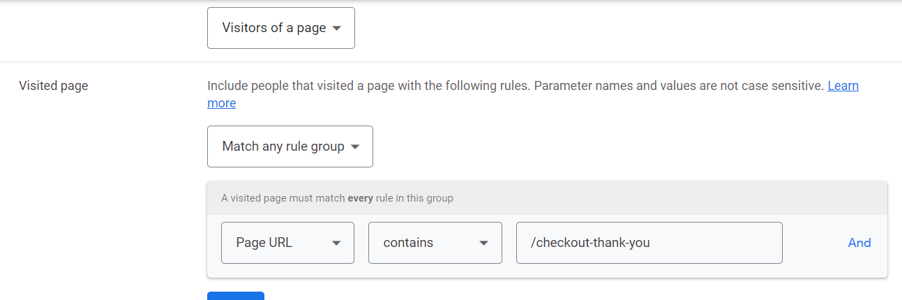 Use URL paths to create remarketing lists of past purchasers.