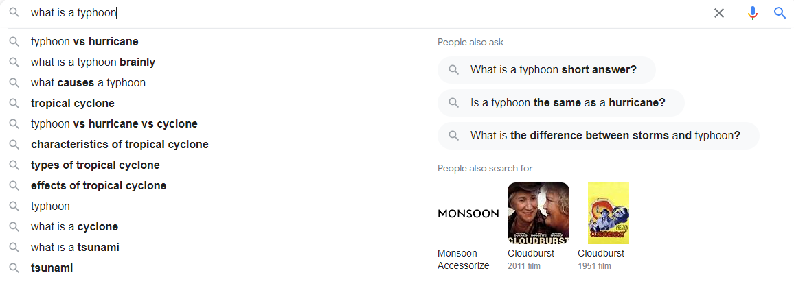 googles related searches for typhoons