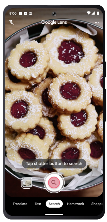 An image of some fruit tarts being searched for on google lens. 