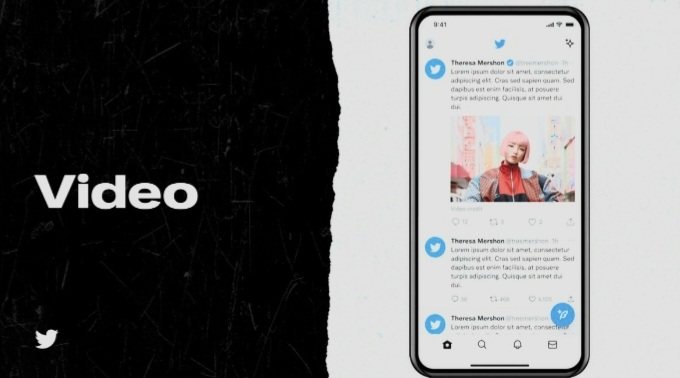 A Twitter Slide that reads Video and features an image of a mobile to the right of it. 