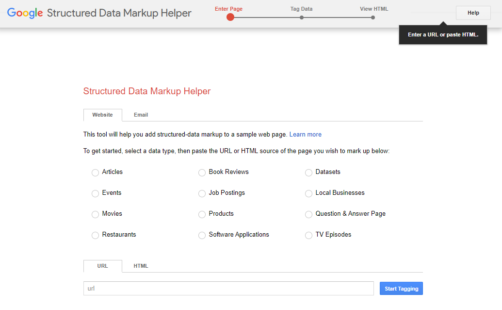 Google's Markup Helper for Structured Data