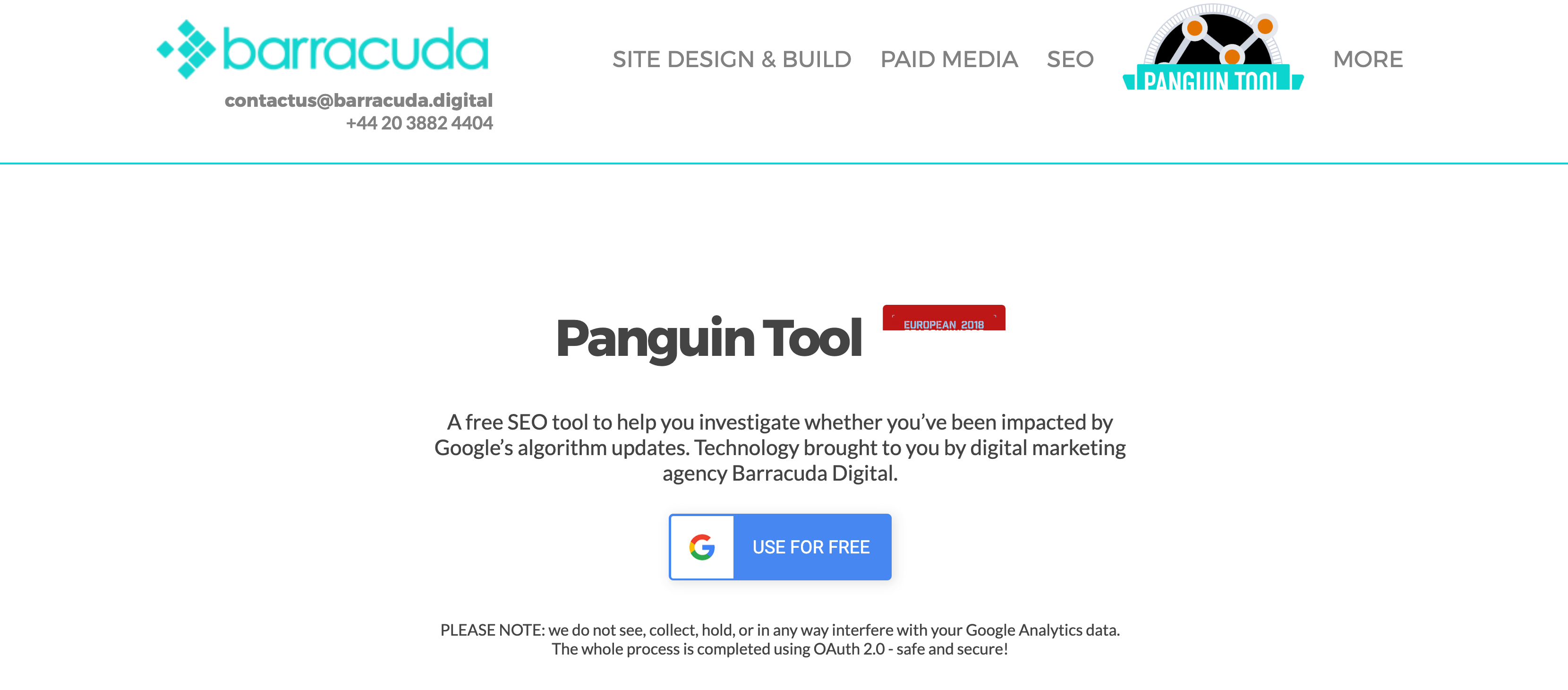 Screenshot of Barracuda Panguin Tool