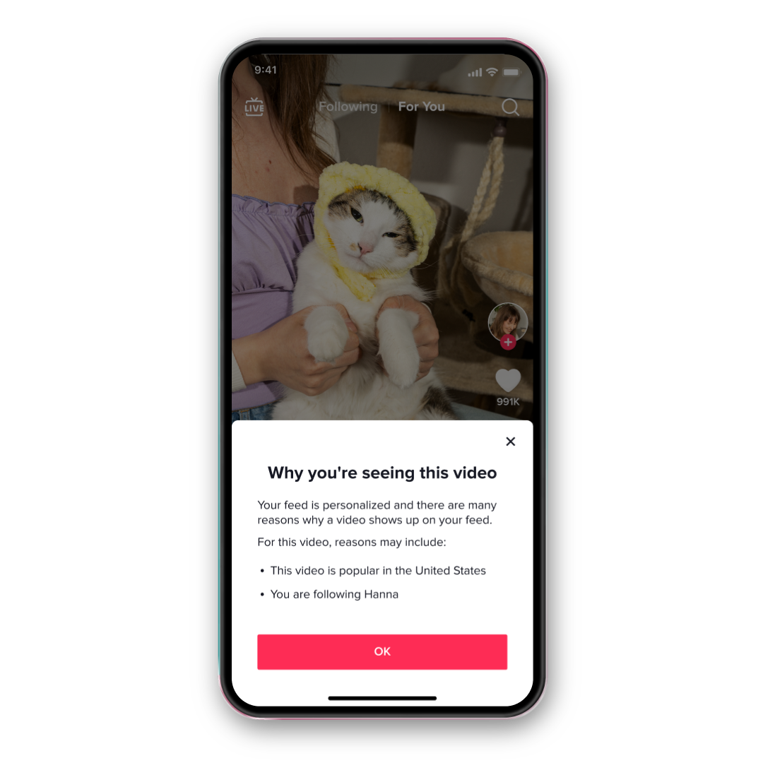 TikTok’s For You Page Shows Why A Video Is Recommended