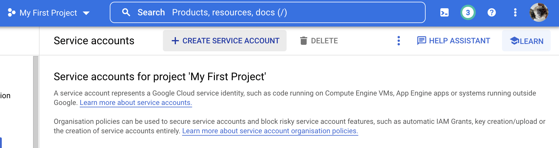 حساب سرویس گوگل