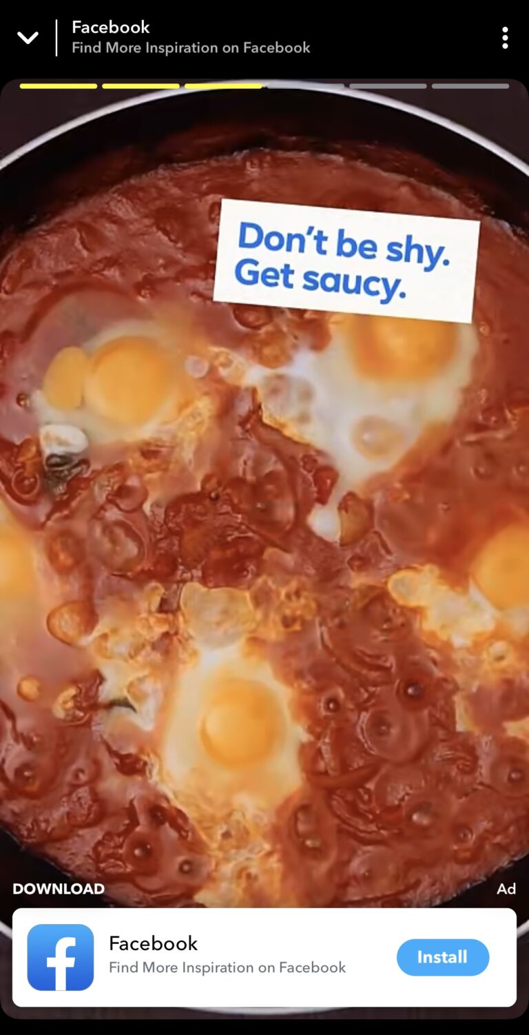 Snapchat Advertising Example from Facebook