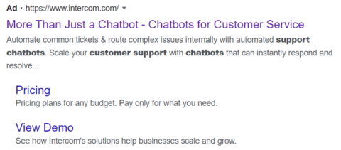 exemplo de bofu pesquisa no google para serviço de chatbot