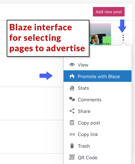 Interfaz de usuario de la red publicitaria de Blaze