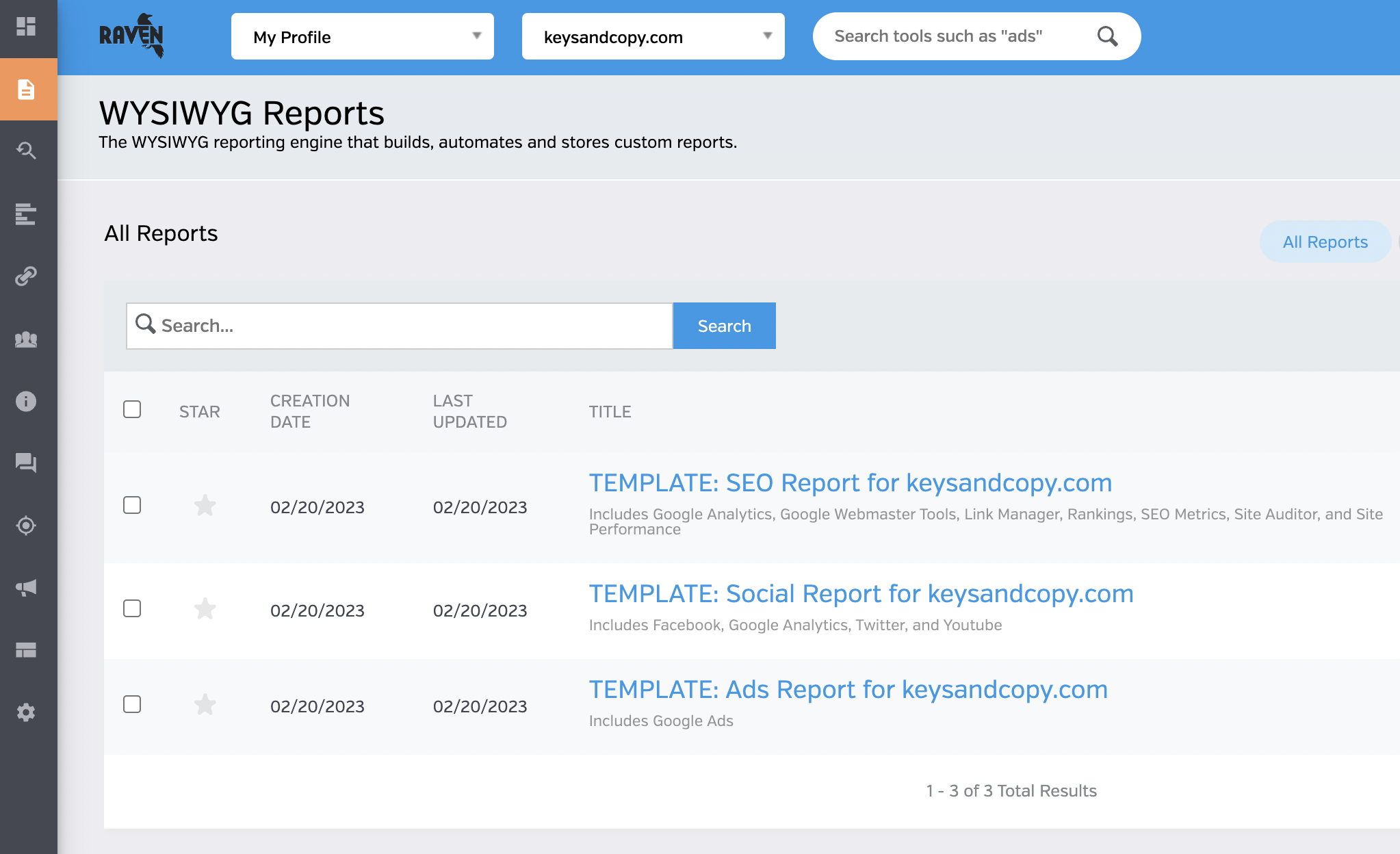 WYSIWYG Reports by Raven Tools