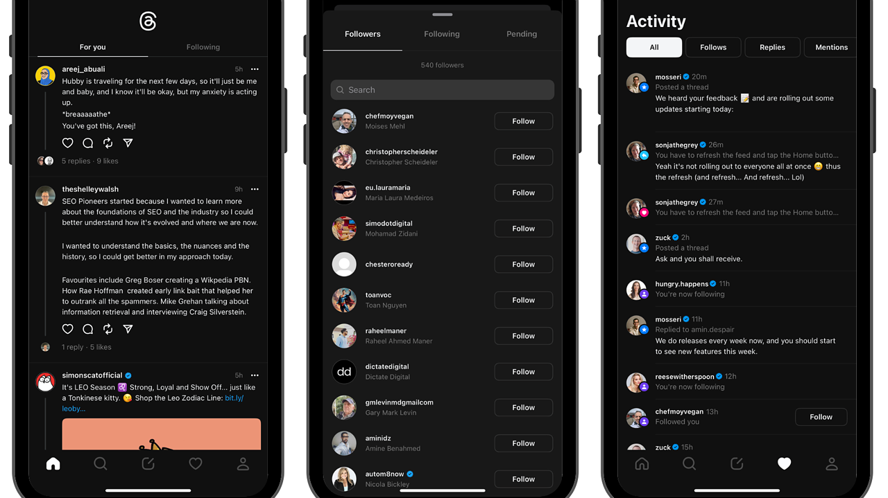 Threads App Update Includes For You And Following Feeds