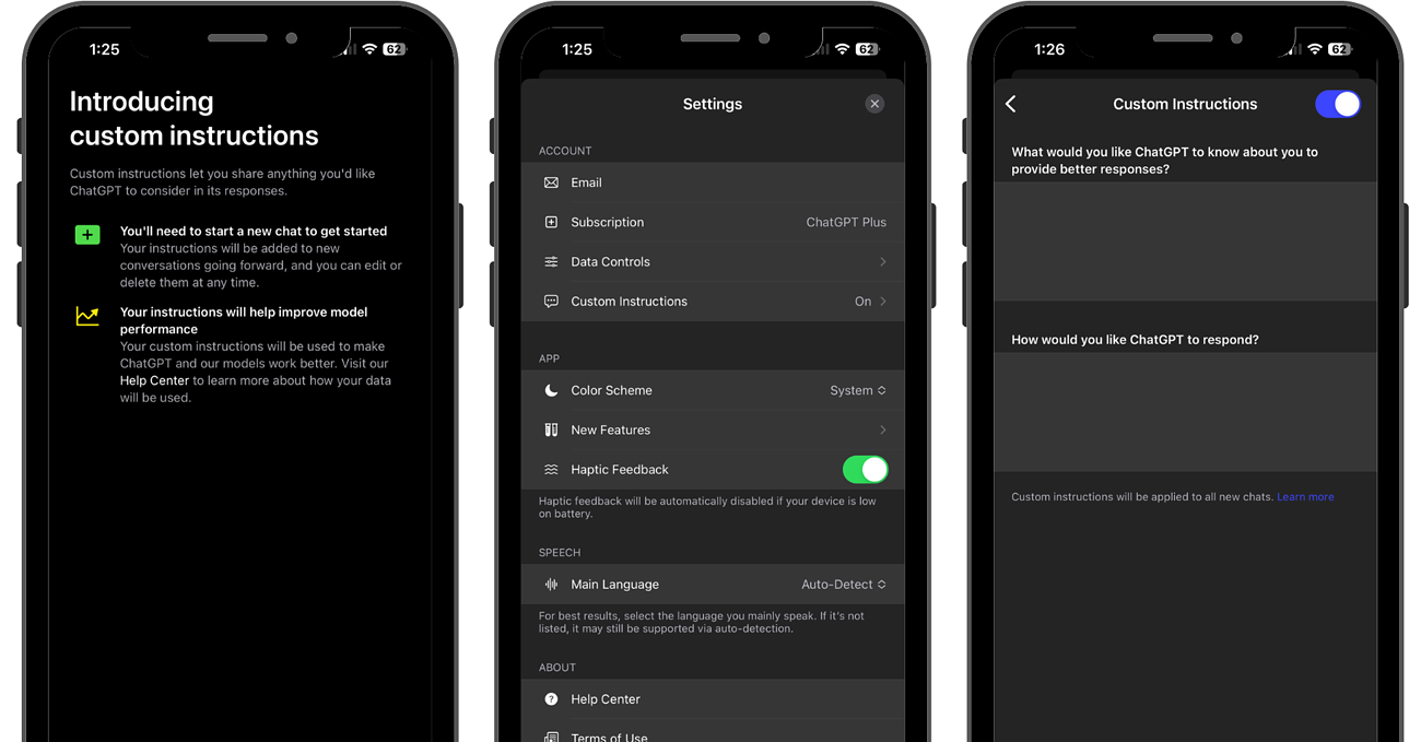 Custom Instructions Included In Recent ChatGPT iOS App Update