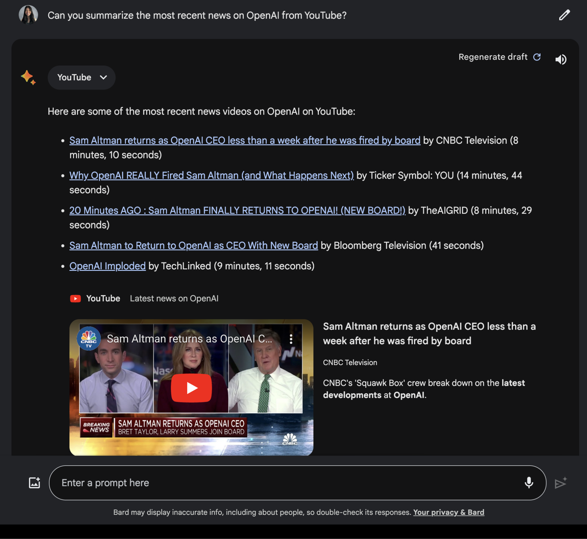 Google Bard's Latest Update Enhances Understanding Of YouTube Videos