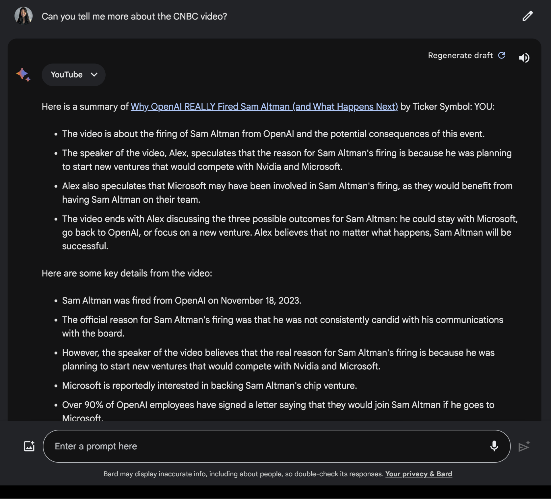 Google Bard's Latest Update Enhances Understanding Of YouTube Videos