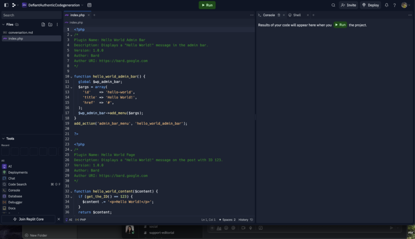 Google Bard: Export Code To Replit In 18 Programming Languages