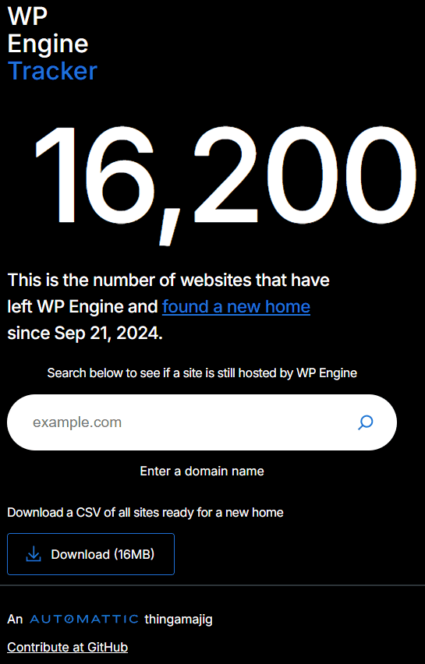 Automattic Taunts WPE With WP Engine Tracker Website