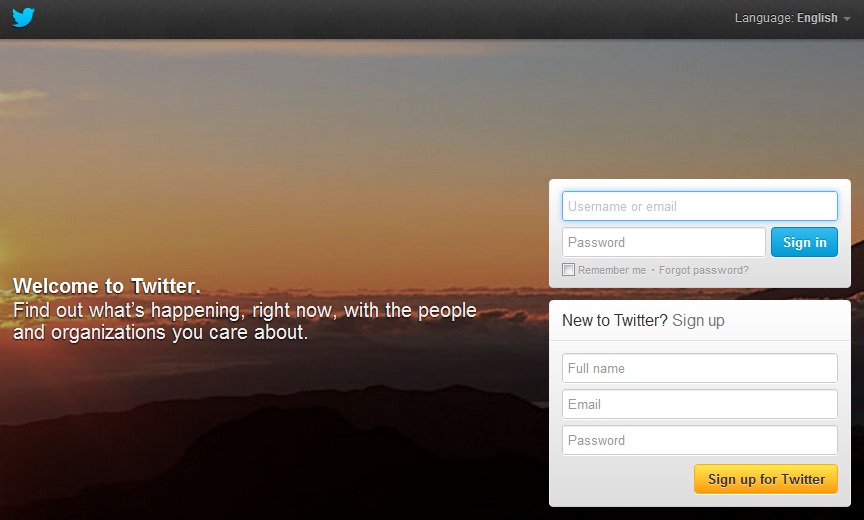 Twitter Homepage and Sign In Page